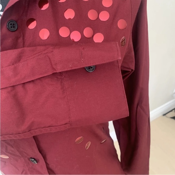 Libertine Womens Long Sleeve Collared Button Down Blouse Top Dark Red Size S - Picture 2 of 9